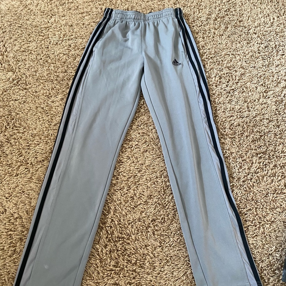 Adidas Gray Track Pants with Black Accents